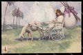 Illustratori Artist Signed Schlossy Girl Egg Easter cartolina ZG7357 – fronte