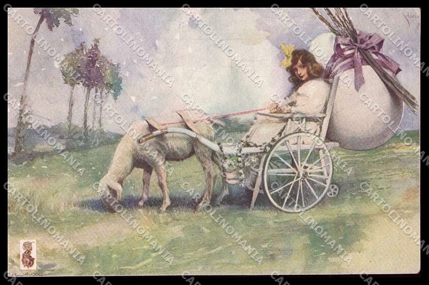 Illustratori Artist Signed Schlossy Girl Egg Easter cartolina ZG7357 – fronte