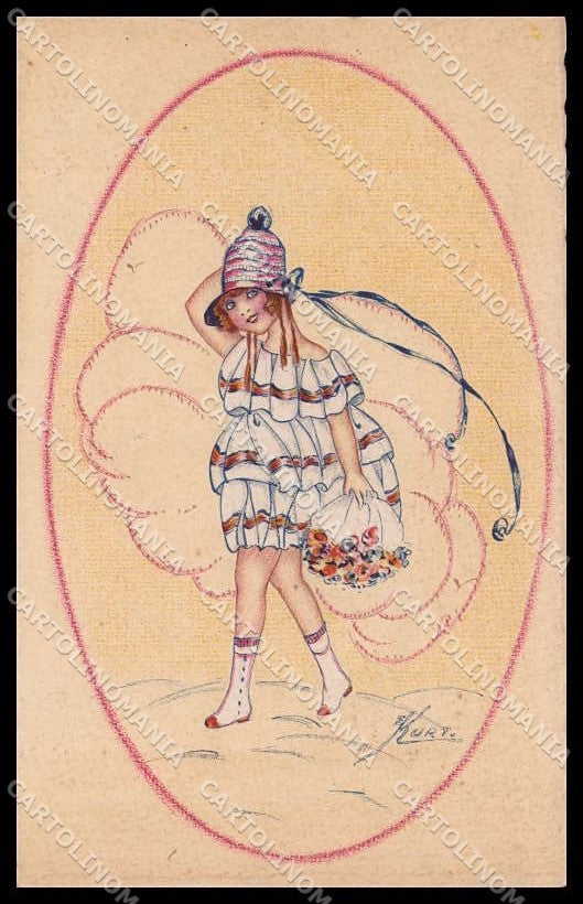 Illustratori Artist Signed E. Kurt Girl serie 1843 cartolina ZG7363 – fronte