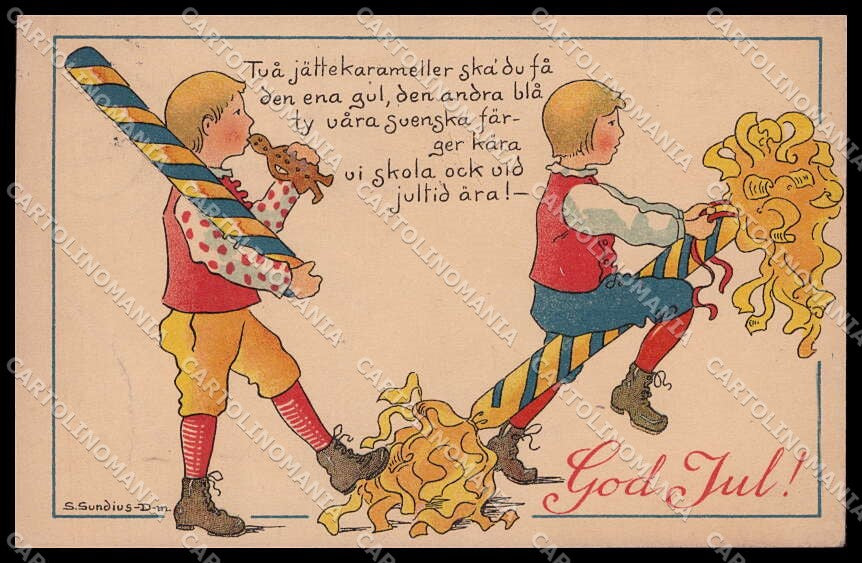 Artist Signed S. Sundius D m Children Christmas serie 274 CREASED pc ZG7379 – fronte
