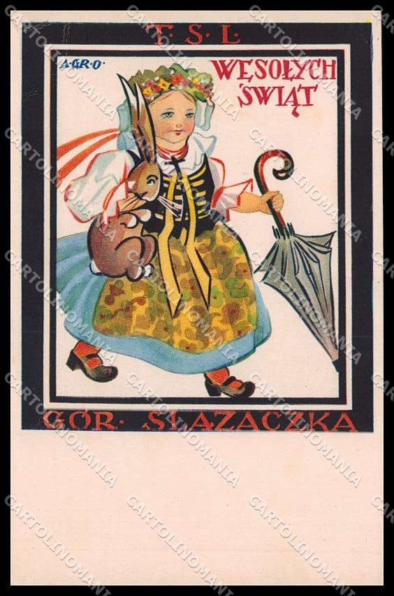 Illustratori Artist Signed A. Gr. O. Girl Poland cartolina ZG7381 – fronte
