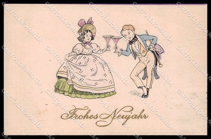 Illustratori Artist Signed Children Happy New Year Toasting cartolina ZG7389 – fronte