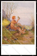 Illustratori Artist Signed M. W. Tarrant Girl Fox serie 3431 Primus pc ZG7393 – fronte