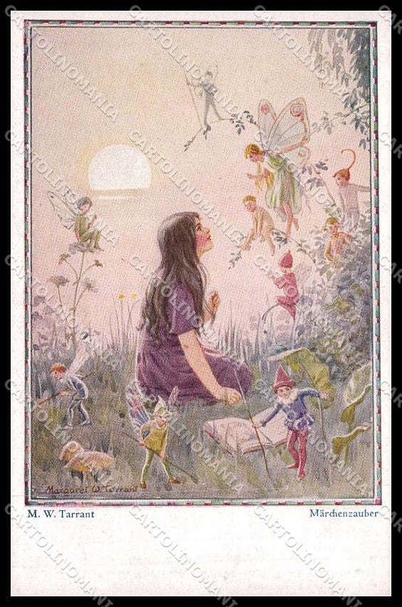 Illustratori Artist Signed M. W. Tarrant Girl Fairy Elf serie 3427 pc ZG7397 – fronte