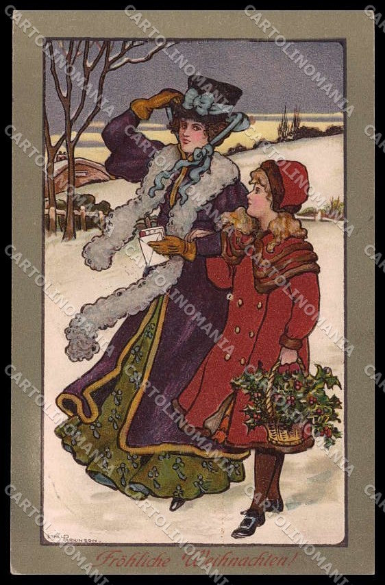 Illustratori Artist Signed Parkinson Lady Girl Christmas MM Vienne 234 pc ZG7402 – fronte
