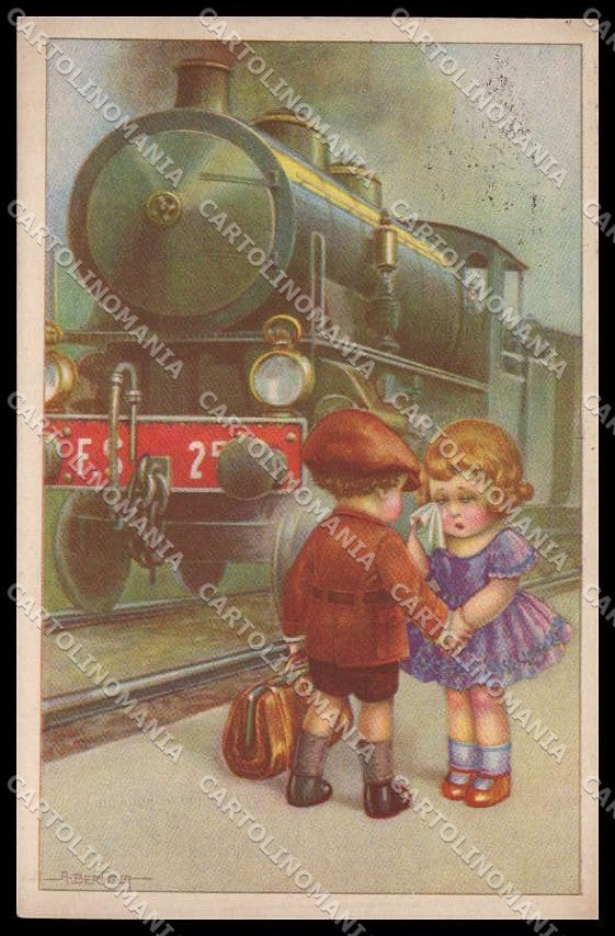 Illustratori Artist Signed Bertiglia Children Train serie 2572-2 pc ZG7409 – fronte