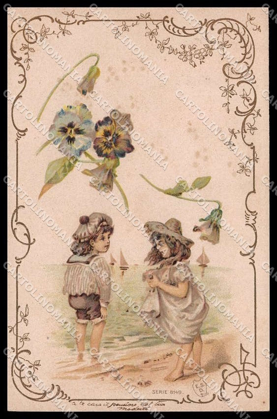 Illustratori Artist Signed Children Flowers ESD serie 8149 Art Nouveau pc ZG7429 – fronte