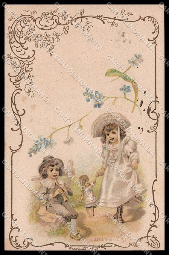 Illustratori Artist Signed Children Flowers ESD serie 8149 Art Nouveau pc ZG7430 – fronte