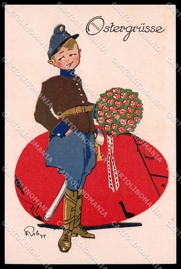 Illustratori Artist Signed Rolo 1914 Boy Easter Egg serie 177 cartolina ZG7433 – fronte