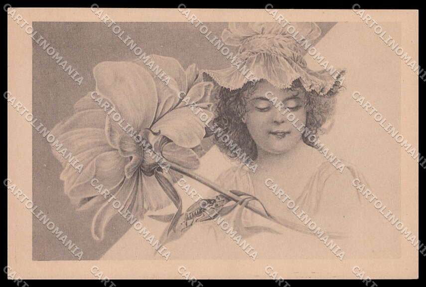 Illustratori Artist Signed Girl Flowers Viennoise Spring cartolina ZG7435 – fronte