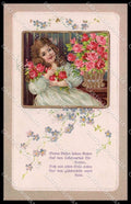 Illustratori Artist Signed Girl Roses Relief serie 7954 cartolina ZG7442 – fronte