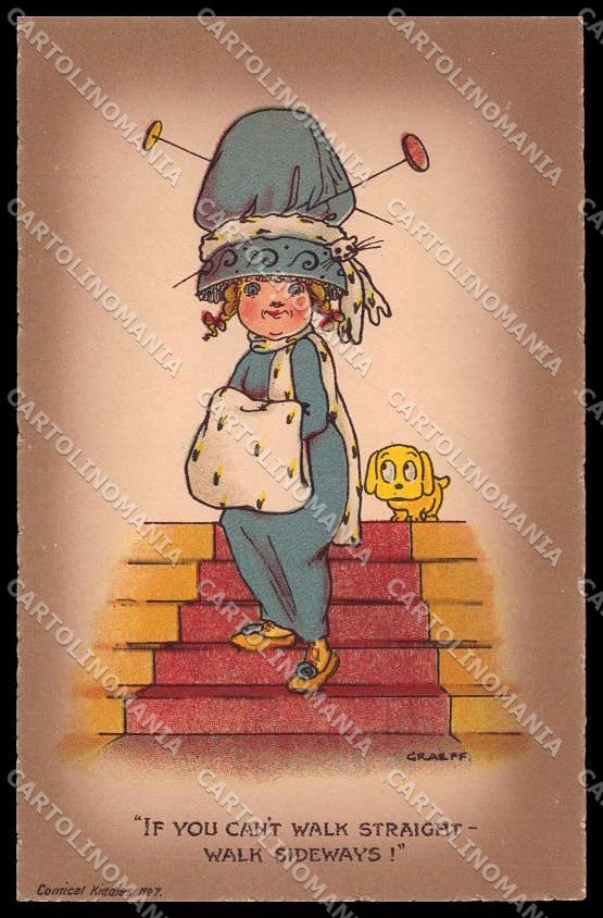 Illustratori Artist Signed Graeff Girl Fashion Dog Comical Kiddies 7 pc ZG7454 – fronte