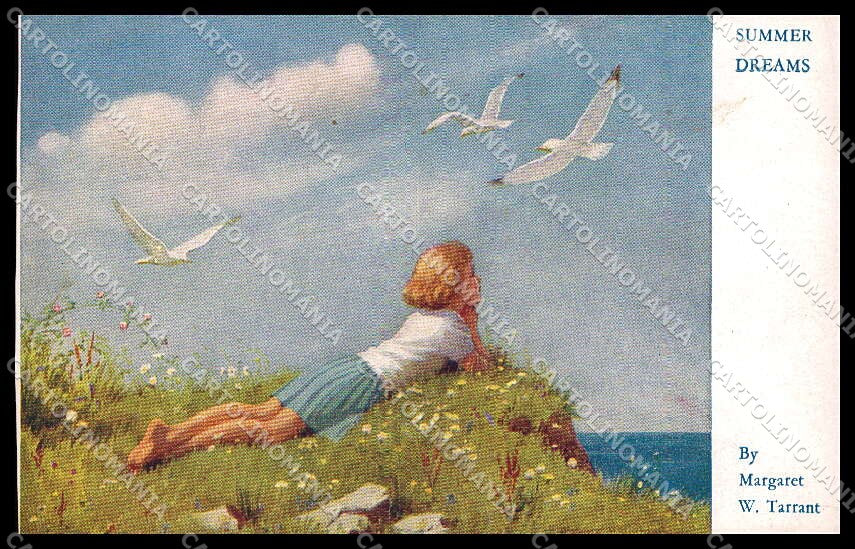 Illustratori Artist Signed M. W. Tarrant Girl Summer Dreams cartolina ZG7458 – fronte