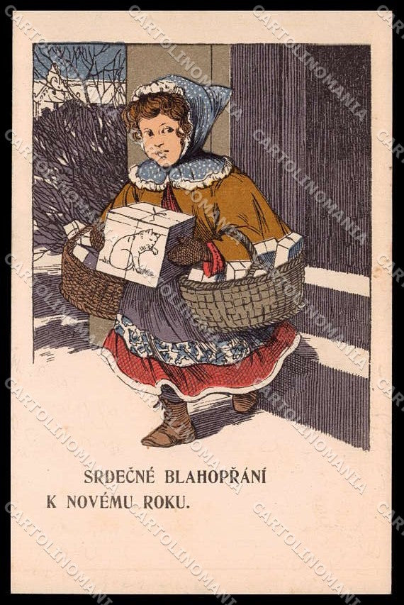 Illustratori Artist Signed Girl Christmas cartolina ZG7465 – fronte