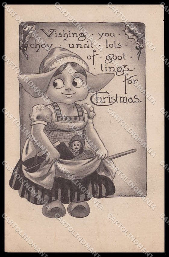 Illustratori Artist Signed Wall Dutch Girl Christmas cartolina ZG7466 – fronte