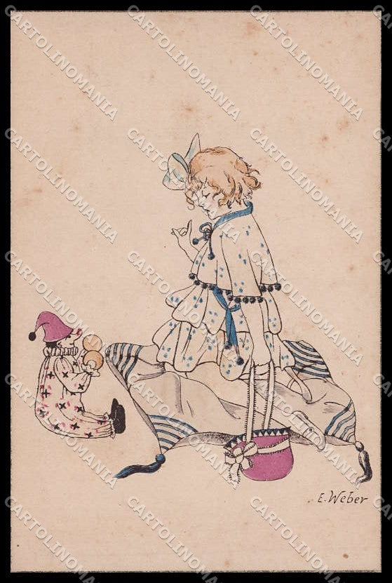 Illustratori Artist Signed E. Weber Girl Doll NPG serie 1002-4 cartolina ZG7467 – fronte