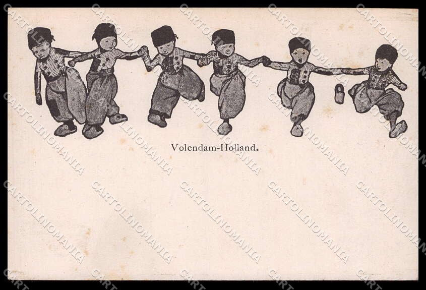 Illustratori Artist Signed Dutch Boys Volendam Holland cartolina ZG7473 – fronte