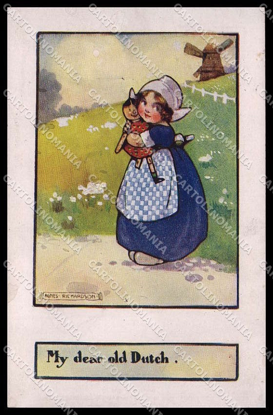 Illustratori Artist Signed A. Richardson Dutch Girl ABRADED serie 1074 pc ZG7483 – fronte