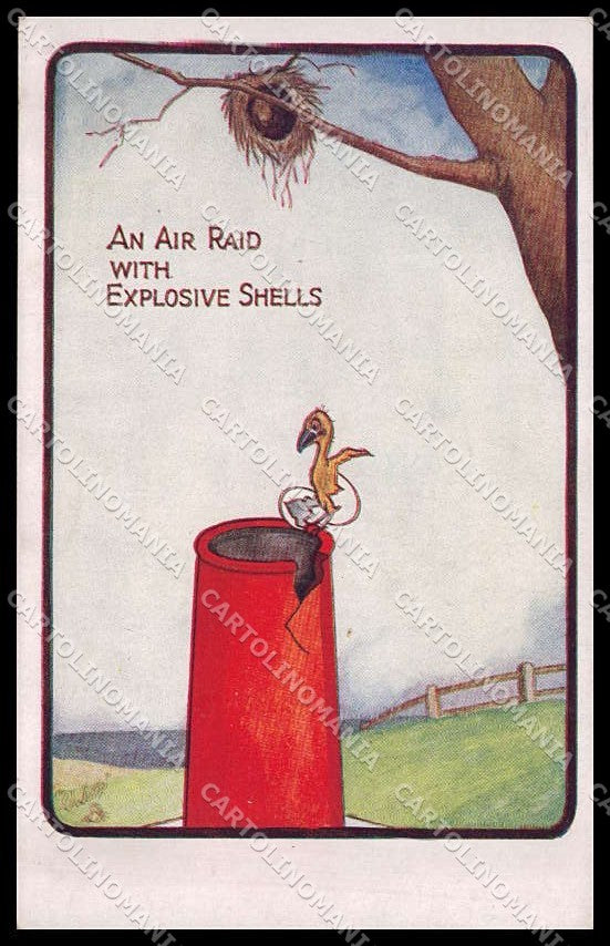 Illustratori Artist Signed F. E. Morgan An Air Raid WW1 Oilette 8799 pc ZG7498 – fronte