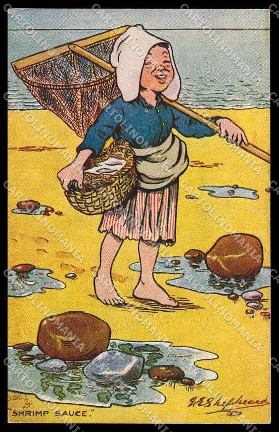 Illustratori Artist Signed G. E. Shepheard Boy Sea Oilette 9034 pc ZG7501 – fronte