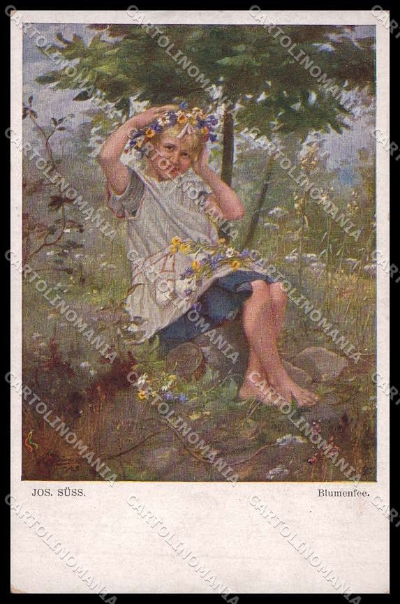 Illustratori Artist Signed Jos. Suss Girl Flower Blumenfee serie 554 pc ZG7519 – fronte