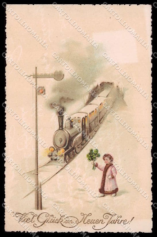 Illustratori Artist Signed Girl Train New Year serie 1449 cartolina ZG7525 – fronte