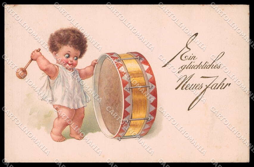 Illustratori Artist Signed Boy Drum Pittius Published CORNER CREASED pc ZG7528 – fronte