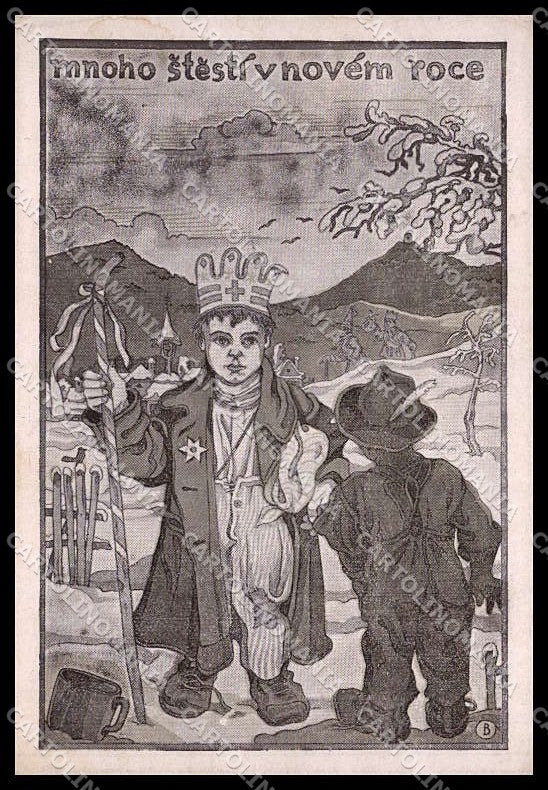 Illustratori Artist Signed Josef Baruch Christmas serie 222 13x9 cm pc ZG7532 – fronte
