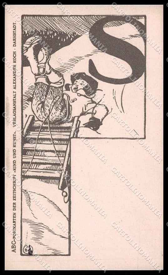 Illustratori Artist Signed ABC Kind und Kunst Boy Sled WRINKLES cartolina ZG7539 – fronte