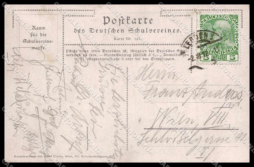 Illustratori Artist Signed AB Boy Deutscher Schulverein 147 cartolina ZG7543 – retro