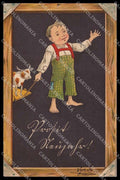 Illustratori Artist Signed Boy Blackboard Relief cartolina ZG7556 – fronte