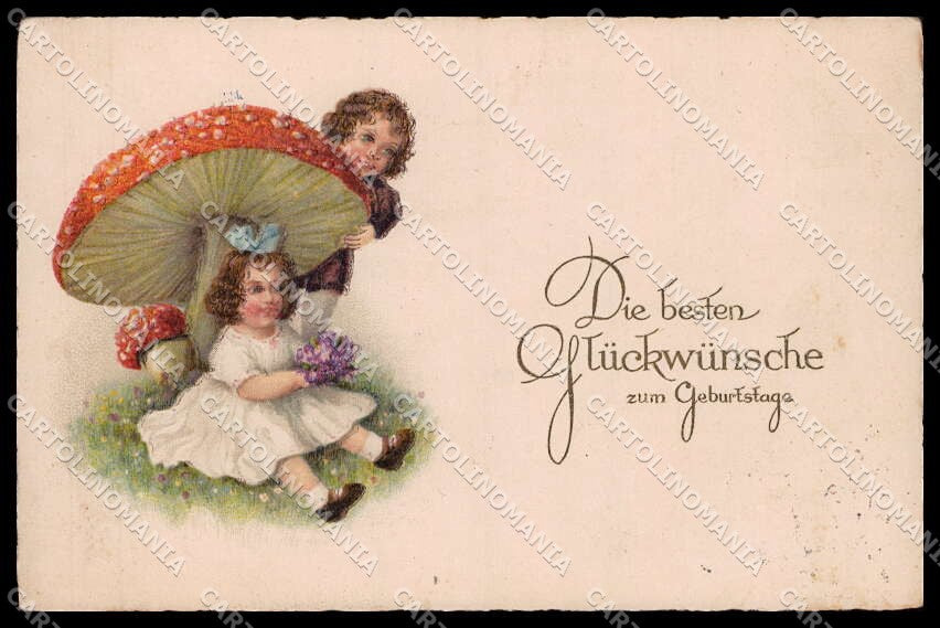 Illustratori Artist Signed Children Mushroom ERIKA 5715 cartolina ZG7575 – fronte