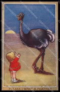 Illustratori Artist Signed Flora White Child Ostrich cartolina ZG7578 – fronte