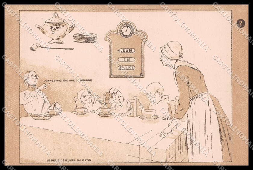 Illustratori Artist Signed Children Le Petit Dejeuner du Matin 2 pc ZG7579 – fronte
