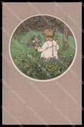 Illustratori Artist Signed Child Flowers serie 25-II ABRADED cartolina ZG7596 – fronte