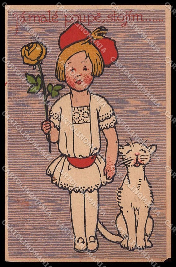 Illustratori Artist Signed Girl Cat serie 450 BROKEN CORNER cartolina ZG7598 – fronte