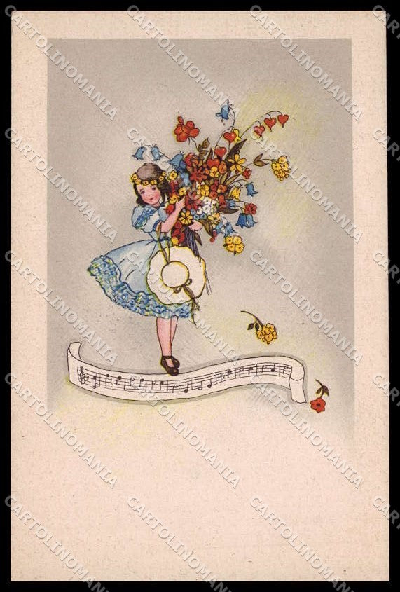 Illustratori Artist Signed Inge Schott Girl Music Sheet serie 1059-1 pc ZG7611 – fronte