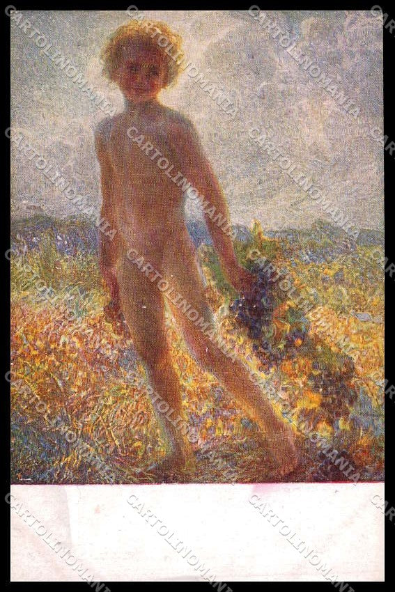 Illustratori Artist Signed Nomellini Boy Little Bacchus Ars Minima 13 pc ZG7616 – fronte