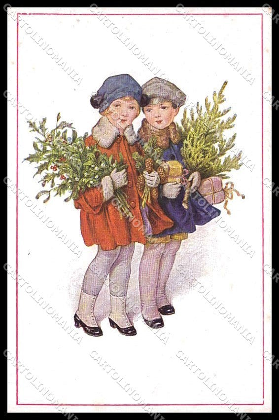 Illustratori Artist Signed Kranzle ? Girls Christmas cartolina ZG7637 – fronte