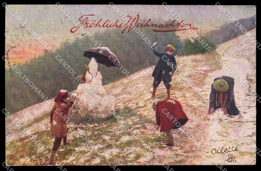 Illustratori Artist Signed Children Snowman Oilette serie c295 cartolina ZG7641 – fronte