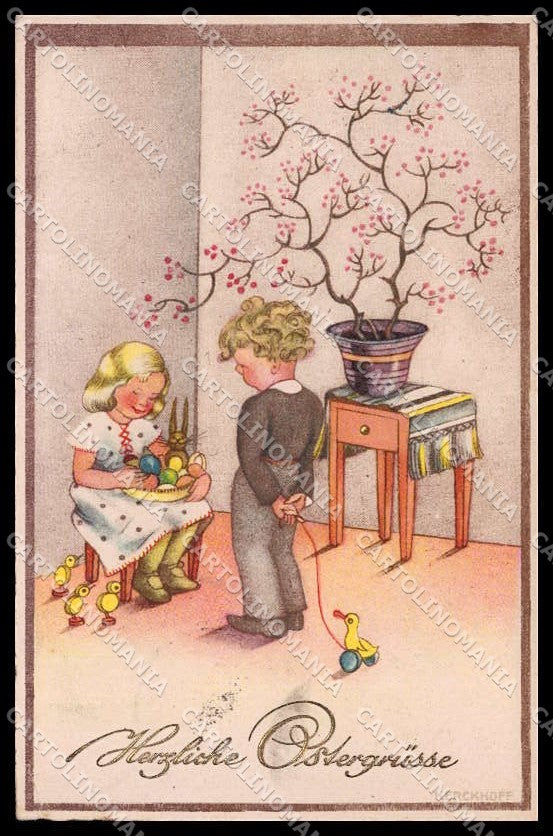 Illustratori Artist Signed Kerckhoff Children Easter 7680-1 WRINKLES pc ZG7645 – fronte