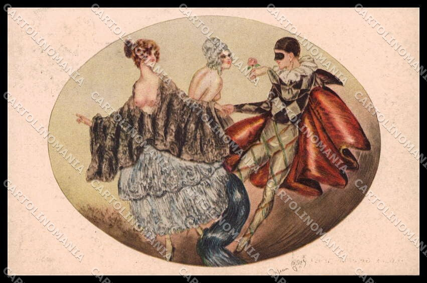 Illustratori Artist Signed Jean Gilles Risque Lady Italien Gravur 1961 pc ZG7658 – fronte