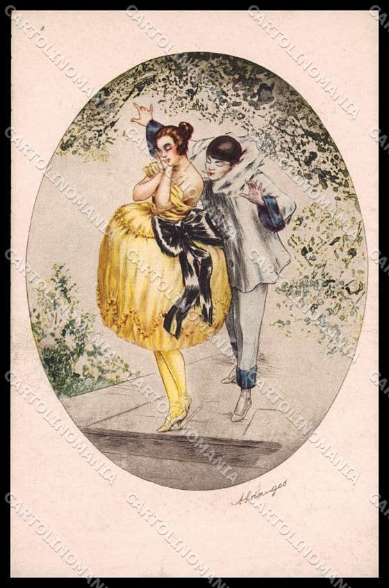 Illustratori Artist Signed Solanges Lady Pierrot Italien Gravur 1104 pc ZG7663 – fronte
