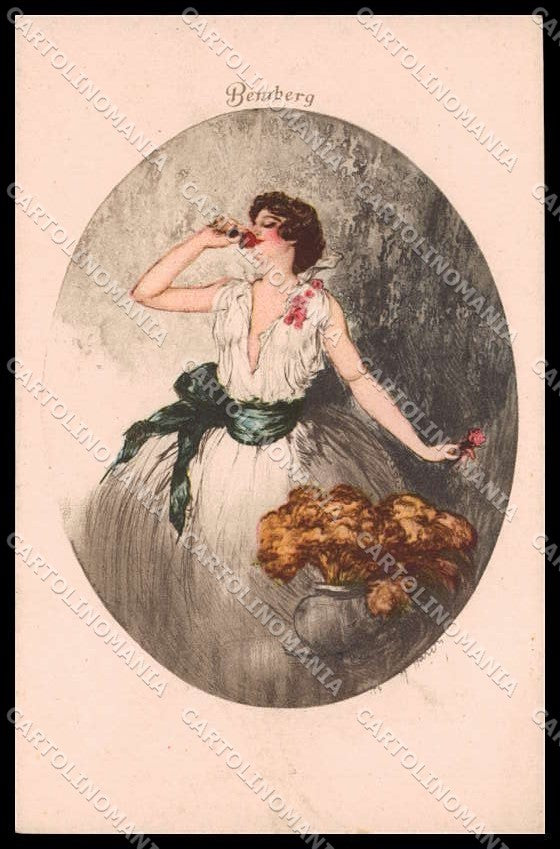 Illustratori Artist Signed Hardy Fashion Lady Seta Bemberg Advertising pc ZG7671 – fronte