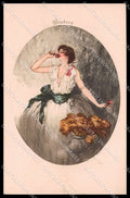 Illustratori Artist Signed Hardy Fashion Lady Seta Bemberg Advertising pc ZG7671 – fronte