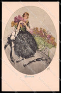 Illustratori Artist Signed Hardy Fashion Lady Seta Bemberg Advertising pc ZG7672 – fronte