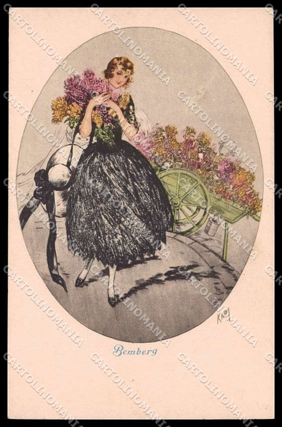 Illustratori Artist Signed Hardy Fashion Lady Seta Bemberg Advertising pc ZG7672 – fronte
