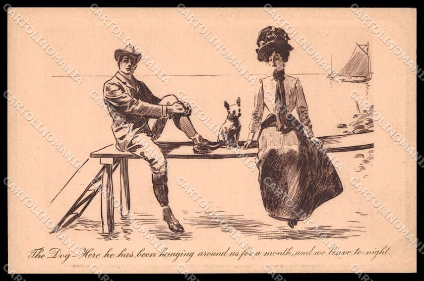 Illustratori Artist Signed Charles Dana Gibson Lady Dog cartolina ZG7675 – fronte
