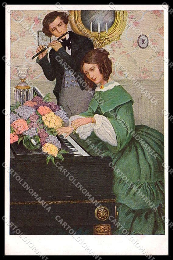 Artist Signed Ethel Franklin Betts Lady Piano M M Vienne 378 postcard ZG7678 – fronte