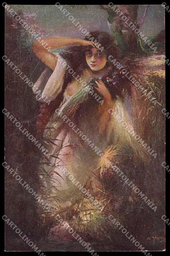 Illustratori Artist Signed Jiras Risque Lady Nimfa serie 1084 cartolina ZG7686 – fronte